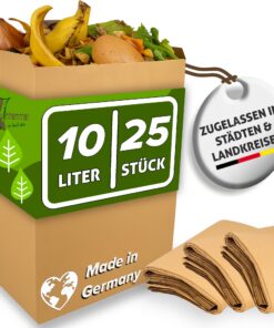 Biomüllbeutel 10L Papier - 25 Stk - Plastikfrei & Kompostierbar & Reißfest
