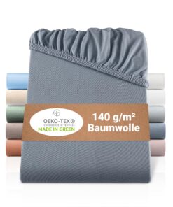 BaSaTex Bio Jersey Spannbettlaken 90x200 cm - 100% Bio Baumwolle GOTS-Zertifiziert - Comfort und Umweltbewusstsein fürs