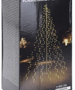 Spetebo Weihnachtslichterkette für Fahnenstangen - 10 Stränge × 8 Meter, 360 warme Weiße LEDs, schwarzer Kabel, IP44 Net
