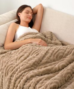 Wemore Jacquard-Fleece-Gewichtsdecke, Queen-Size-Größe, ultra-flauschige Decke zum Schlafen für Erwachsene