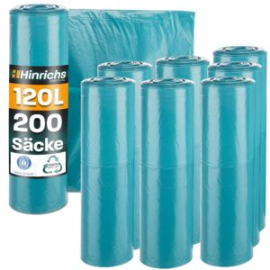 Hinrichs Müllsäcke 120L extra Stark - Extrem reißfeste Müllbeutel für Garten, Haushalt & Baustelle - Blaue Säcke - 70x11
