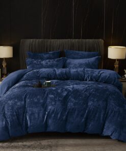 PHF Samt Bettwäsche 135x200 - Luxusflauschig & Kuschelig, Marine Blau - OEKO-TEX STANDARD 100 PHF Samt Bettwäsche 135x