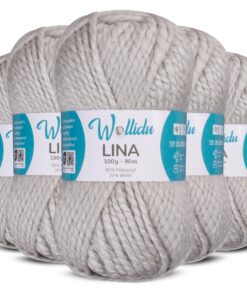 Wollidu Lina Wolle zum Stricken und Häkeln - Hellgrau 500g 80% Polyacryl 20% Schafwolle Mulesing-frei OEKO-Tex