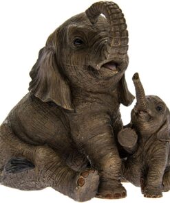 Leonardo Collection Sitzender Elefant mit Kalb Out of Africa Moderne Ornament 12 cm Box
