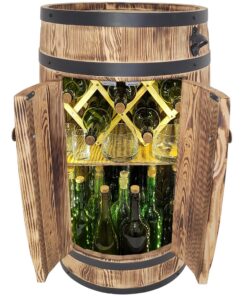 Weeco Holzfass mit Türen batteriebetrieben für Rustiker Bar mit LED Beleuchtung