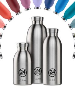 24Bottles Clima Thermoflasche, 500ml, Sunset Orange, Edelstahl, 12 Std. Haltwarm, 24 Std. Haltkalt, 16.9 Oz
