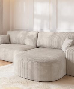 BROMARKT Schlafsofa mit Schlaffunktion für Wohnzimmer Creme 275x170x85cm L-Form BROMARKT Comfort-Sofa mit Bettkasten für