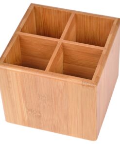 GRÄWE Bambus-Aufbewahrungsbox für Bestecke mit Vierfacher Teilung, praktisch für Schulaireiter, 12 x 12 x 10 cm --sortim