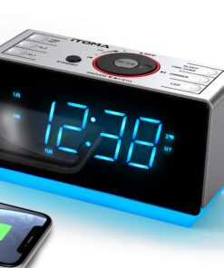 iTOMA Bluetooth Radiowecker mit USB-Ladefunktion, Dual-Alarm & Snooze (CKS708BT)