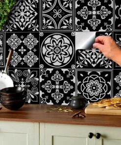 24 Stück Fliesenaufkleber für Bad und Küche | Mosaik Wandfliese Aufkleber 15x15cm | Deko Fliesenfolie für Bad und Küche