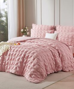 Luofanfei Kühlende Seersucker Bettwäsche Rosa Pink SommerOEKO-TEX STANDARD 100 Luofanfei Atmungsaktive Seersucker Kissen