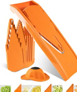 Börner Gemüsehobel V1 (Starter Set) • Verstellbarer V-Hobel mit 4 Einsätzen & Farbe Orange