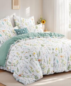RUIKASI Baumwollbettwäsche 3-Teil-Set 200x200 für Baby - Baumwollbezug mit Blütenmuster und Reißverschluss OEKO-TEX