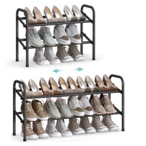 SONGMICS Schuhständer, verstellbar, für Flur und Garderobe, tintenschwarz LMR029B01 SONGMICS Schuhregal, 2 Ebenen, für