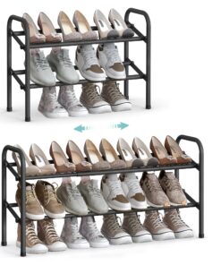 SONGMICS Schuhständer, verstellbar, für Flur und Garderobe, tintenschwarz LMR029B01 SONGMICS Schuhregal, 2 Ebenen, für