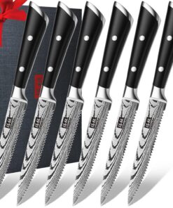 SHAN ZU 13 cm Scharfe Steakmesser Set, Deutscher Carbon Edelstahl, Premium-Geschenkbox für Küchenprofi