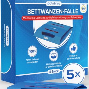 Bettwanzen-Falle [5 Stück] - Monitoring-Kleefalle mit Köder für efficiente Bettwanzen-Bekämpfung und Monitoring System i