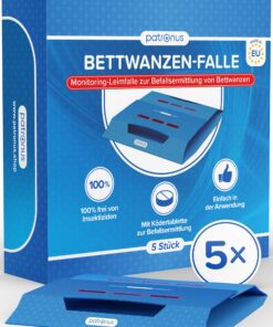Bettwanzen-Falle [5 Stück] - Monitoring-Klebefalle für Bettwanzen-Bekämpfung inkl. Köder - EU-Herstellung