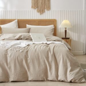 Sedefen Baumwoll Bettwäsche Set Einzelbett Reinforce Beige 135x200cm Premium