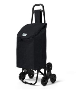 VOUNOT Einkaufstrolley Treppensteiger Klappbar 32L Schwarz 94x37x34cm