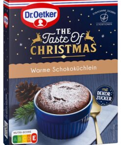Dr. Oetker Warme Schokoküchlein - Weihnachtlicher Nachtisch mit Dekorzucker, festliches Lava Cake Dessert für 4 Portione