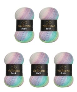 Wollbiene Batik 500 Gramm Wolle mit Farbverlauf mehrfarbig Multicolor Strickwolle Häkelwolle (2010 Grün Rosa Weiß Pastel