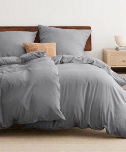 BEDSURE Bettwäsche 135x200 Weiche ÖKO-TEX Polyester Mikrofaser - Grau für Families im Kinderzimmer und Schlafzimmer