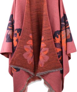 Shmily Girl Handgestrickter Oversized Damen Poncho mit Kapuze - Schal Decke