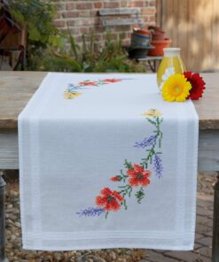 Vervaco Kreuzstich Set für Erwachsene - 40x100 cm - Blumen und Lavendel Stickläufer - Selbstbasteln
