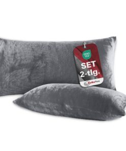 BaSaTex 2er Pack Cashmere Touch Kissenbezug, Anthrazit - similar Nicky Teddy Corals Fleece Kopfkissenbezug, Kissenhüllen