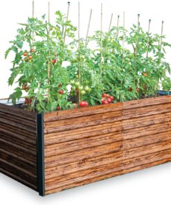 STREND PRO Metall Hochbeet | Garten Pflanzkasten Holz Effekt | Hochbeet Balkon Gemüsebeet