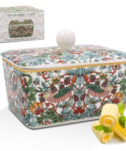 William Morris' Erdbeerdieb Keramik Butterdose (grün) - Dicke Belag,etaschbare Oberfläche, praktische Größe 80g