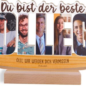 Generisch Kollege Geschenk personalisiert - Foto Holzbild opt. mit Sockel -originelles Büro-Geschenk für den Arbeitsplat