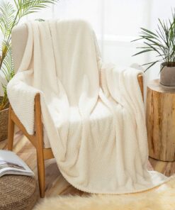 MIULEE Kuscheldecke für Bett und Sofa in Cremeweiß 125x150 cm