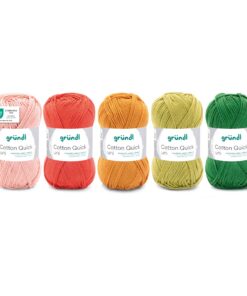 Gründl Wolle Cotton Quick - dünne Wolle zum Häkeln - Glänzend und Hautfreundlich - 100% Baumwolle - 5 Knäuel 50 g / 125
