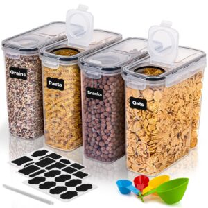 BUOAZR BPA-frei Müsli Schüttdose Luftdichte Küchen Vorratsbehälter 24 Etiketten Getreide Mehl Aufbewahrungsbox Stift 4 M