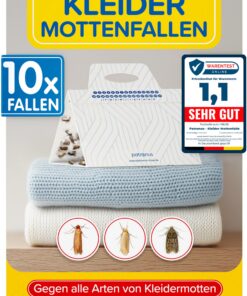 Patronus Kleidermottenfalle [10 Stück] - effektiver Mottenschutz für den Kleiderschrank - Mottenfalle mit maximaler Lock