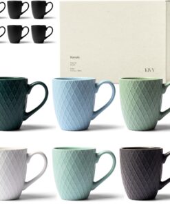 KIVY Große Kaffeetassen Set 6er x 400ml - Kaffee Tassen Sets - Moderne Kaffeepott
