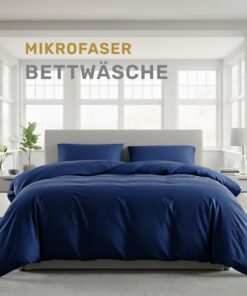 Lavea® Bettwäsche Navyblau, mikrofaser-weich, atmungsaktiv, pflegeleicht, hypoallergen, 155x220 cm, 2-teilig, Markenreiß