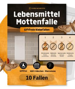 Mottenfalle Lebensmittel - Anti-Motten-Spar-Set 10 Stück - Zur Bedarfskontrolle und Lebensmittelschutz