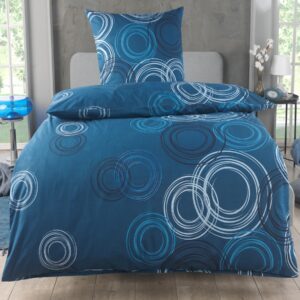 Oeko-TEX Renforcé MaliKA Bettwäsche 155x220 Baumwolle, Kreismuster Bettbezug und Kissenbezug | Renforcé MaliKA Oeko-TEX