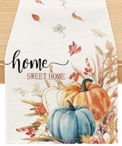Tischläufer Herbst 40x140cm, Kürbisse Tischdecke, Herbstdeko Innen und Draußen