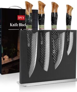**SHANGDAO Damascus Küchenmesser Set 5 PC, Fein schärfbarer professioneller Kochmesser aus Damasskstahl, Geschenkbox**