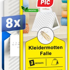 Kleidermottenfalle PIC 8 Stück für Mottenschutz im Kleiderschrank | PIC Mottenschutz 8 Stück für Kleiderschrank, Mothki