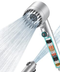 MEKO Hochdruck Duschkopf mit Filter für Entfernen von harten Wassern - Hochleistungsfähig, 15-Schicht-Filtration, 3 Stra
