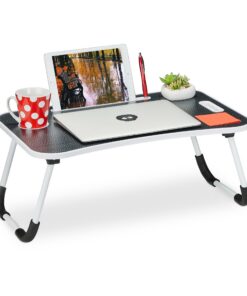 Relaxdays Laptoptisch für Bettpflege & Couchuse, klappbar, H x B x T: 26 x 63 x 40 cm, schwarz/weiß, maximale Komfortpau
