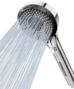 Vinabo Duschkopf mit Filter Wassersparend für Badelove Hascher 6 Strahlarten Silver-Chrom