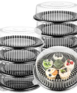 10 Stück Servierplatte mit Deckel - Kunststoff Meal Prep Boxen für Rund Wiederverwendbare Sushirezepte und Beilagen | 1