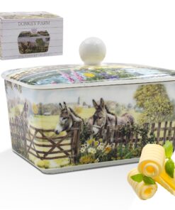Dekorativer Butterdose mit Esel-Illustration | Rustikaler Bauernhaus-Stil für Elegantes Küchenzubehör | Macneil Studios