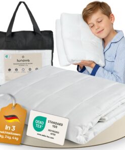 LUNOVA Gewichtsdecke Kinder 4kg | beruhigende schwere Decke für besseren Schlaf & innere Ruhe | Oeko-TEX Baumwolle, wasc